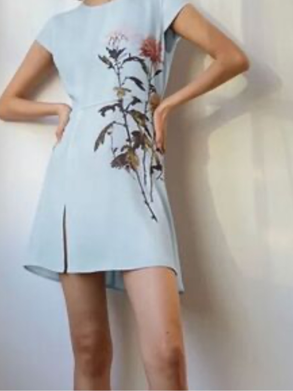 Aritzia Babaton HAMPTONS Light Blue Floral Print  Dress New With Tag Size 8